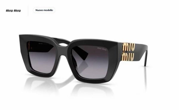 Miu Miu MU B05S 16K90A Nero 51 (XL) – Occhiale da Sole Donna con Logo Verticale Dorato