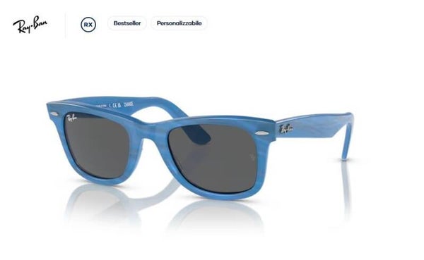 Ray-Ban Wayfarer Ease CHANGE RB4340 1409B1 Blu Fotocromatico a Righe 50 (L) – Occhiale da Sole Unisex