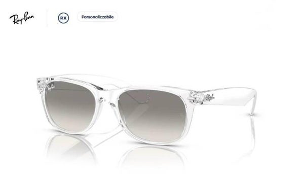 RAY-BAN NEW WAYFARER – 0RB2132 – 677432 – Trasparente – Lenti Grigio Trasparente – Misura 55 (M) – Occhiale da sole Unisex