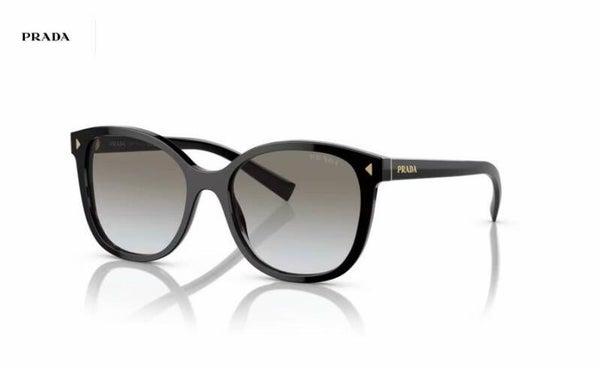PRADA – 0PR 22ZS – 1AB0A7 – Nero Lucido – Lenti Grigio Sfumato – Misura 53 (S) – Occhiale da Sole Donna