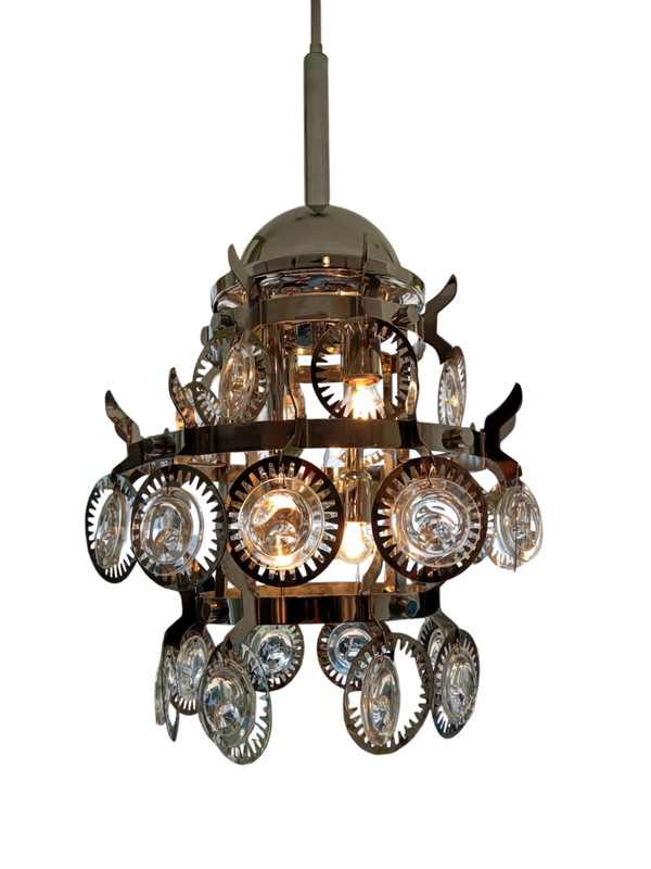 Vintage lamp met kristallen lenzen Oscar Lens