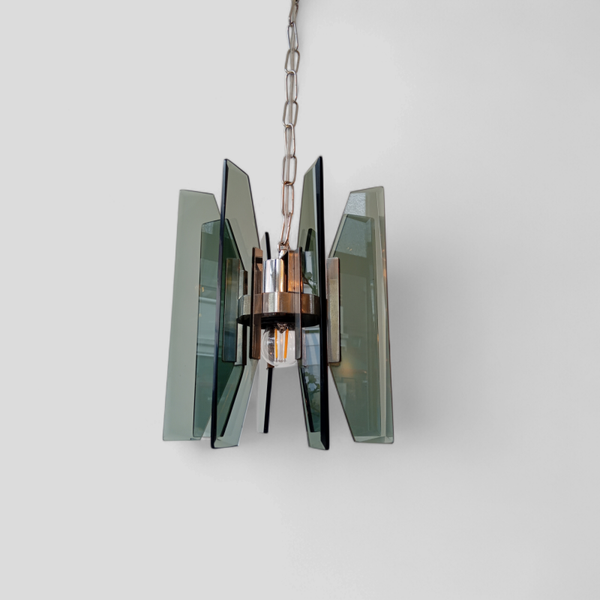 Veca hanglamp rechte bladen jaren 70 Italia