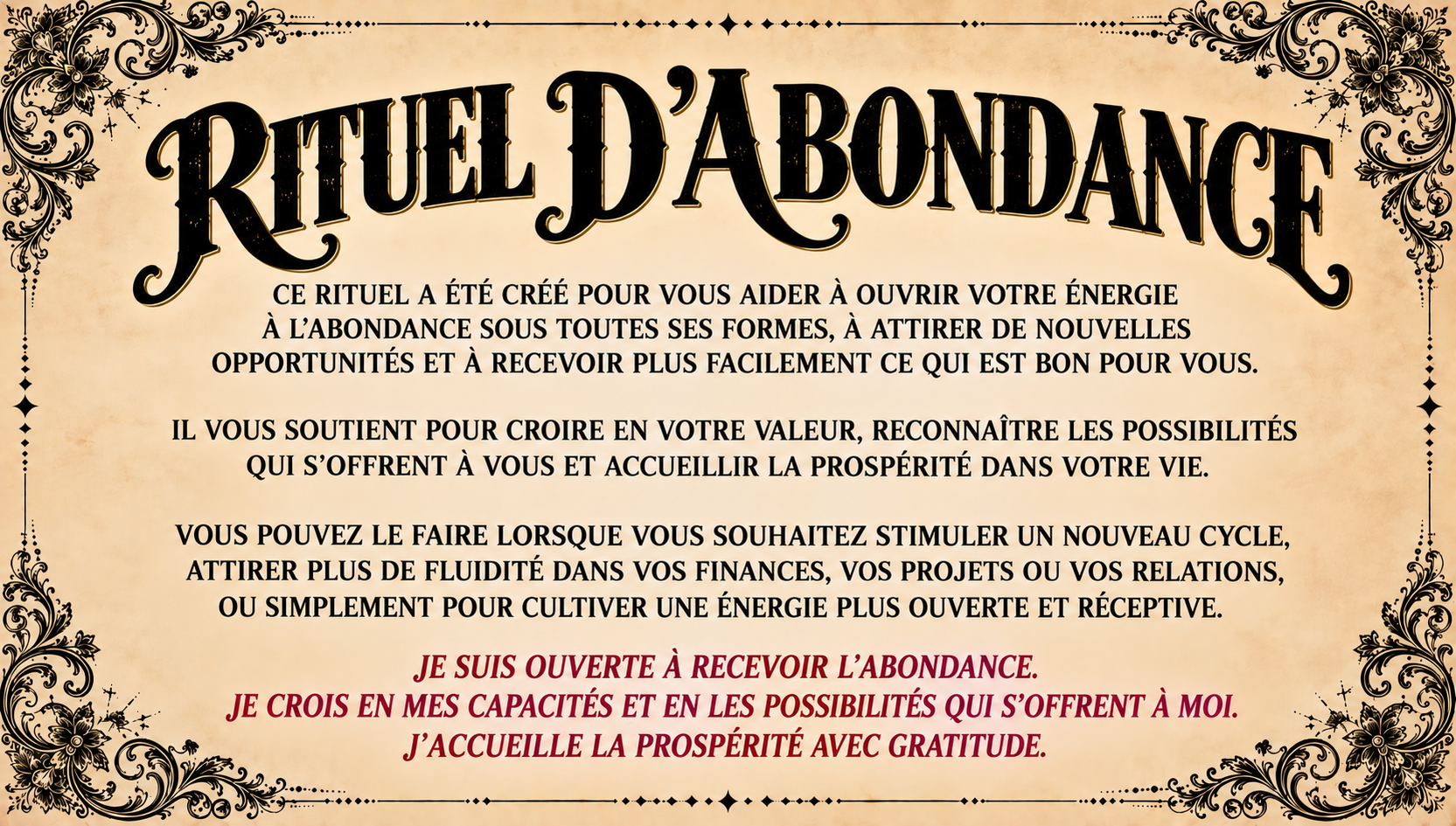Rituel D'ABONDANCE