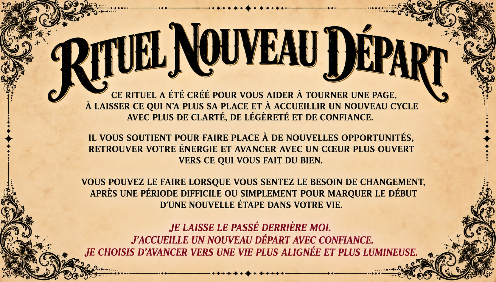 Rituel Nouveau des départs