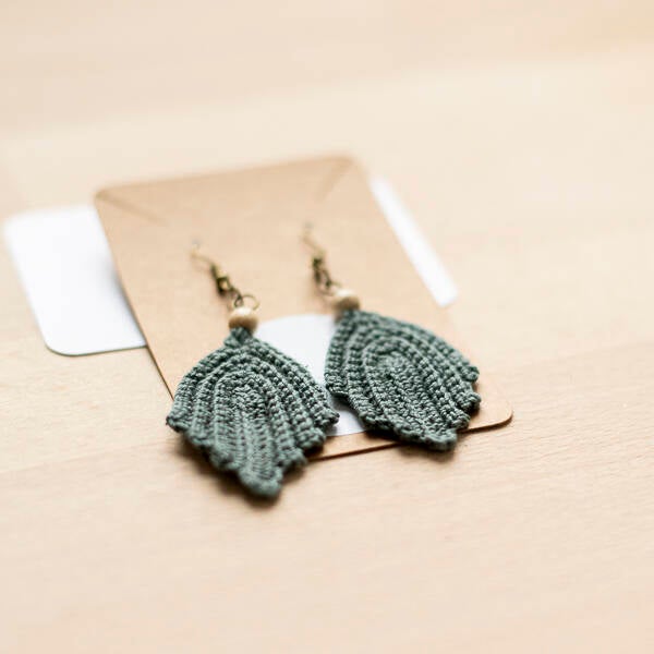 Boucles d'oreilles - feuille verte