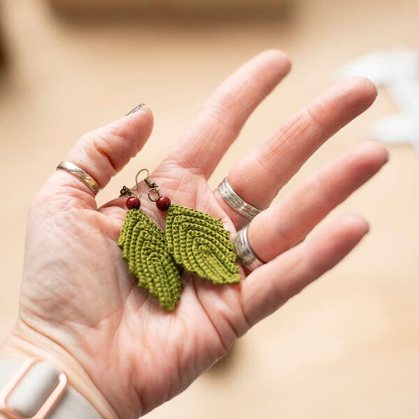 Boucles d'oreilles - feuille kaki