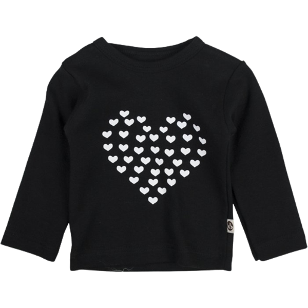 T-Shirt | Zwart | hartjes | maat 74-80