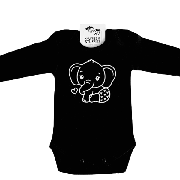 Romper Olifant met hartjes | Zwart