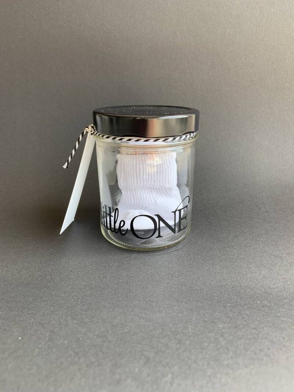 Glazen Cadeaupotje | Little One met sokjes