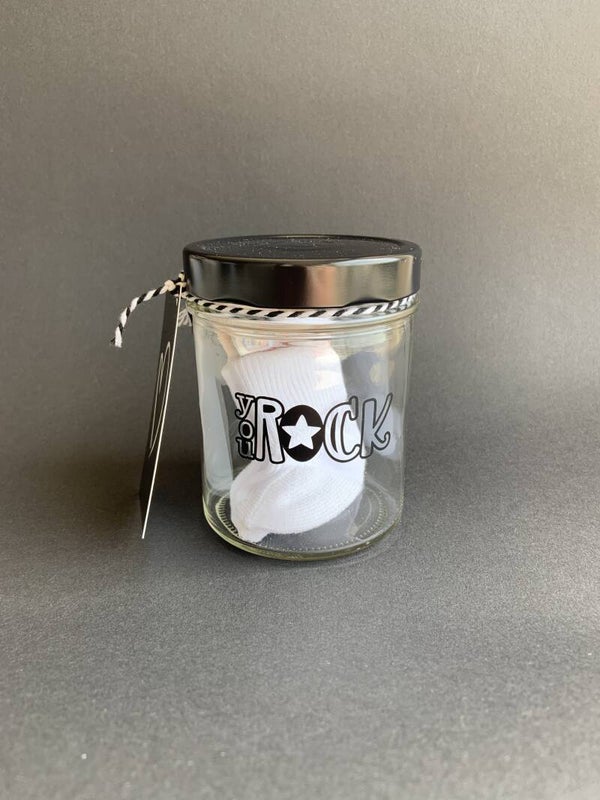 Glazen Cadeaupotje | You Rock met sokjes
