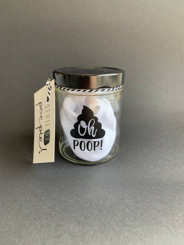 Glazen Cadeaupotje | Oh Poop met slofjes