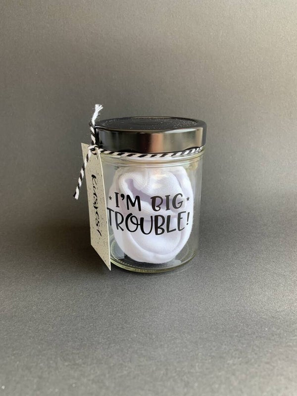 Glazen Cadeaupotje | I'm Big Trouble met slofjes
