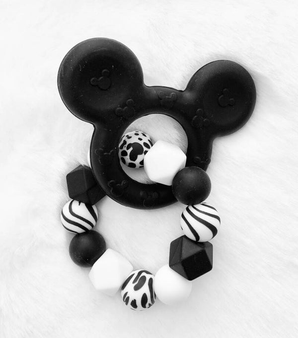 Bijtring | Mickey zwart/wit