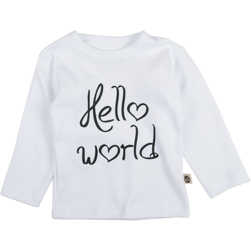 T-Shirt | Wit | hello world | maat 74-80