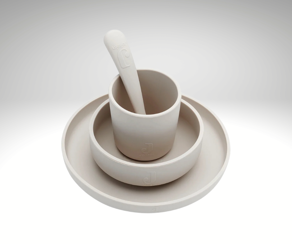 Geschenkset | Eetservies | 4 Delig | Siliconen | Nougat | Jollein