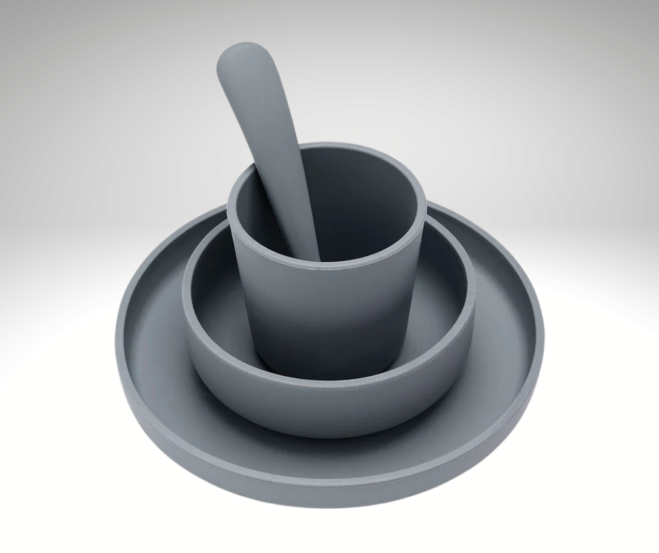 Geschenkset | Eetservies | 4 delig | Siliconen |  Storm Grey | Jollein