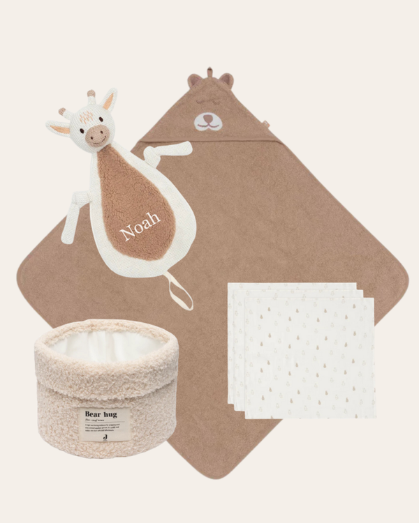 Geschenkset | Badcape Bear | Monddoekjes | Speendoekje | Commodemandje