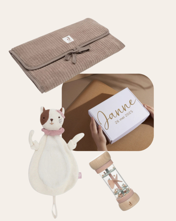 Geschenkset | Jill | Verschoonmat Cloudy Rib | Regenrammelaar | Lovely Birds