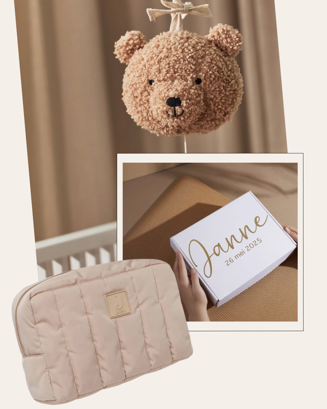 Geschenkset | Muziekhanger Bear | Puffed Etui | Biscuit