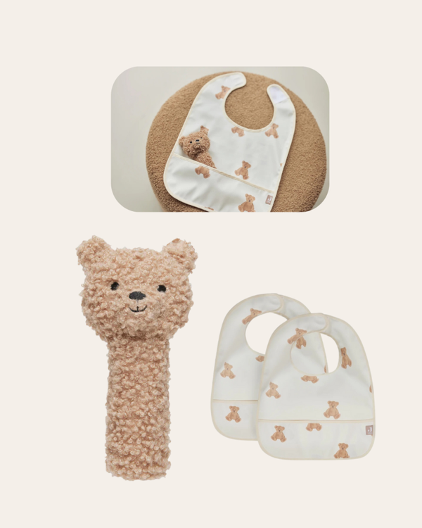 Geschenkset | Slab Teddy Bear | Waterproof | Rammelaar Bear | Biscuit