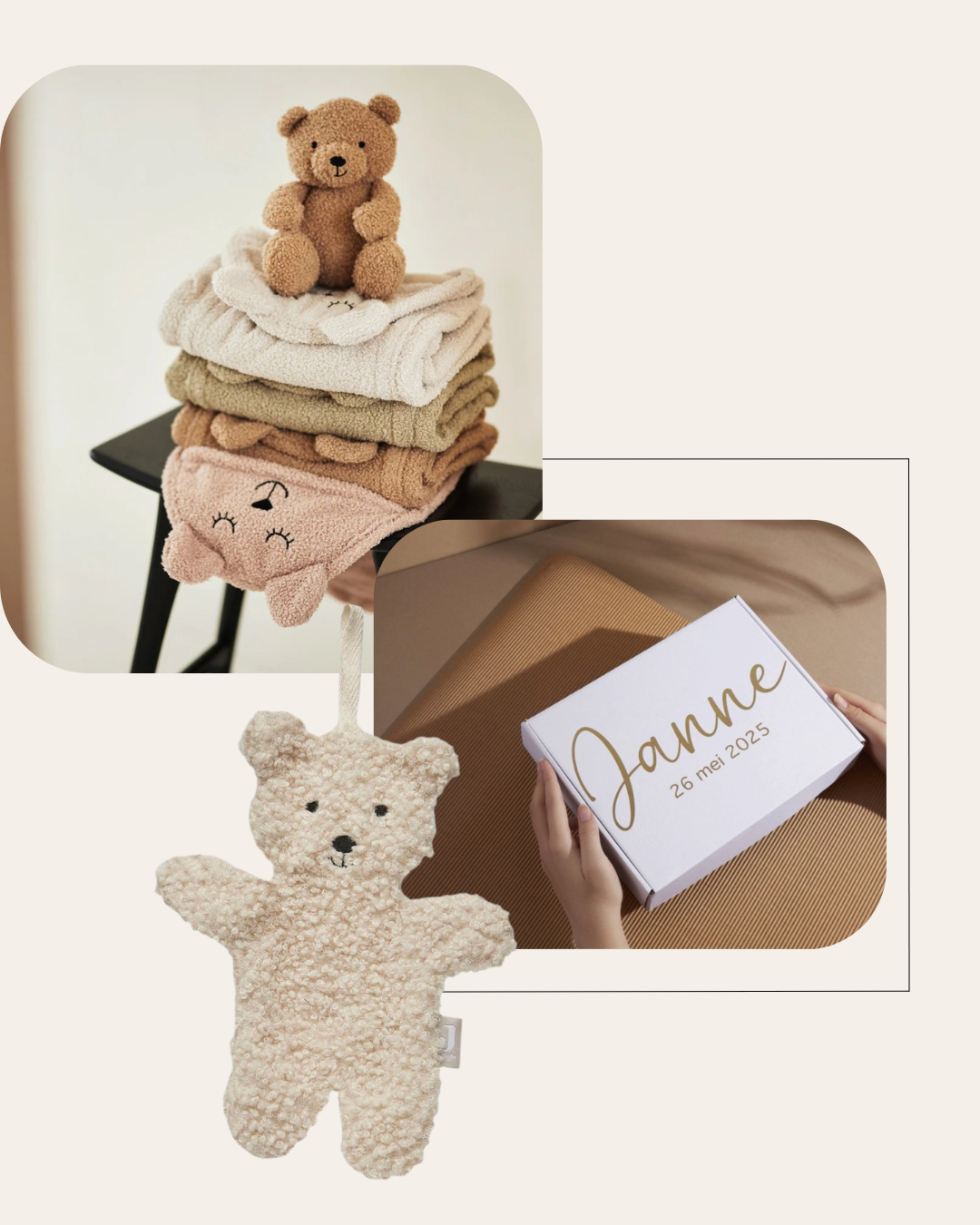 Geschenkset Wikkeldeken Oatmeal | Boucle | Speendoekje Boucle