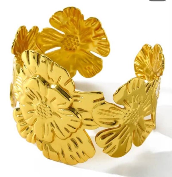 Bracelet, fleur dorée