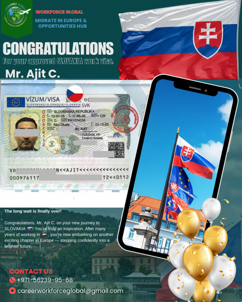 Congratulation Mr. Ajit C. from Nepal for your approved visa in SLOVAKIA 