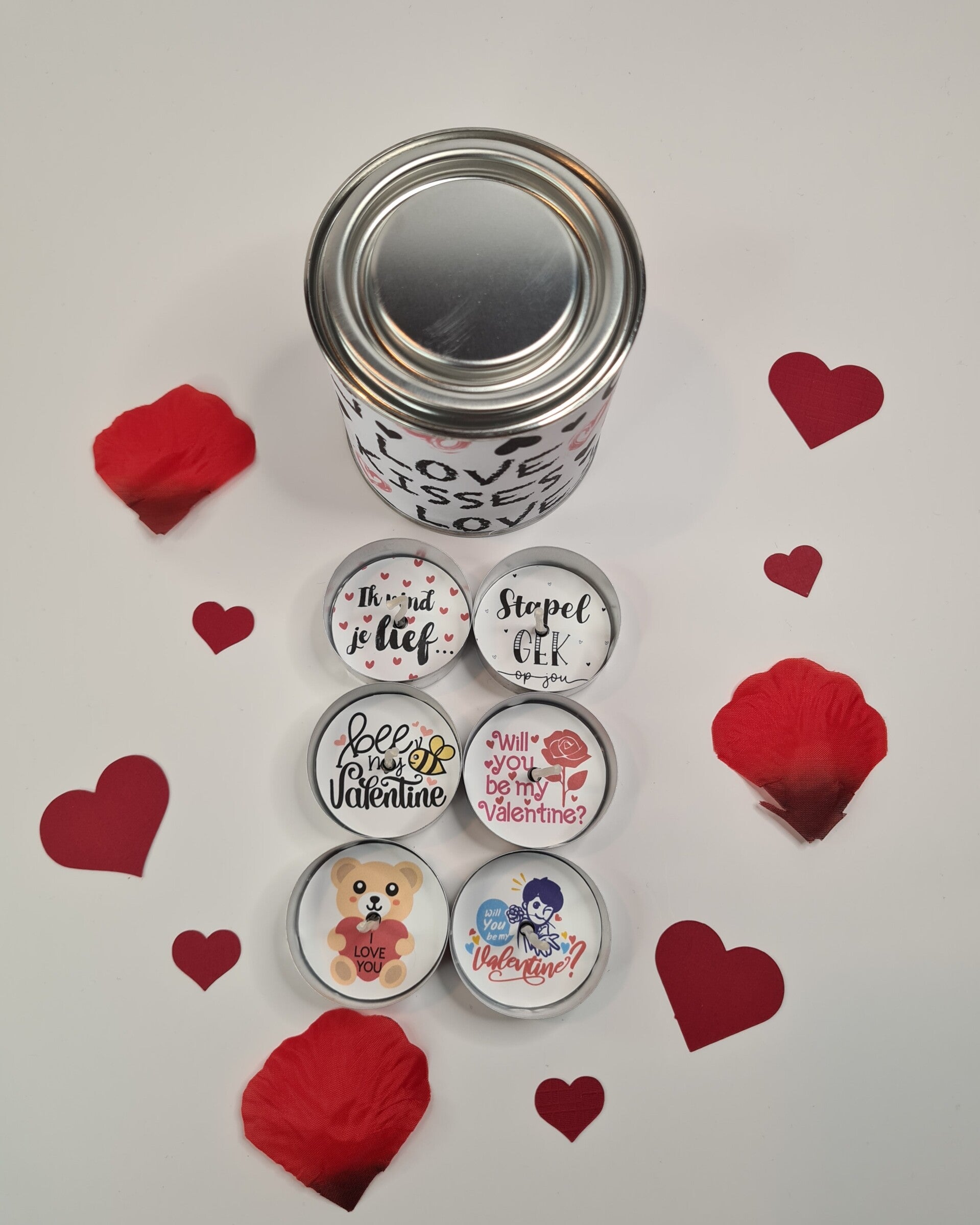Theelichtjes in blikje - Valentijn