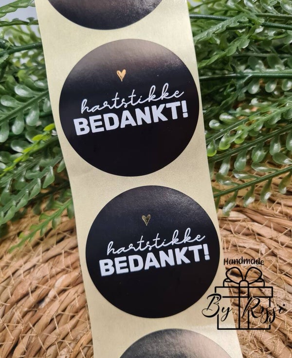 Hartstikke Bedankt - Cadeausticker met goudfolie