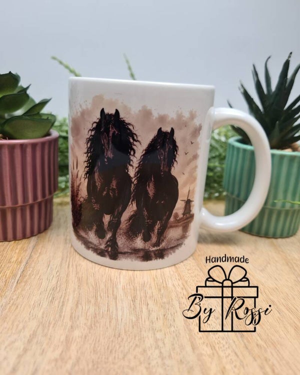 Mok met Friese paarden