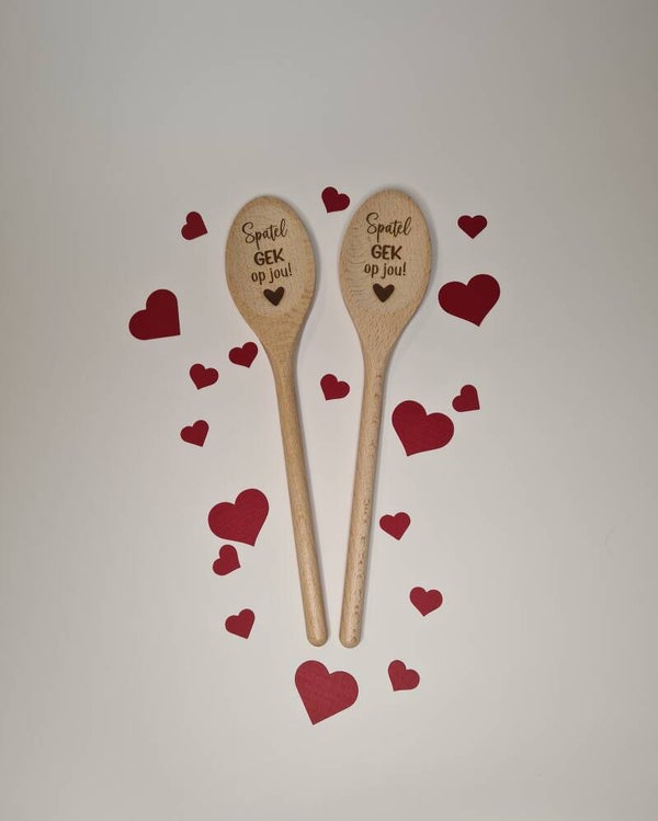 Spatel gek op jou - houten lepel