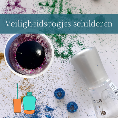 Veiligheidsoogjes met glitter en nagellak