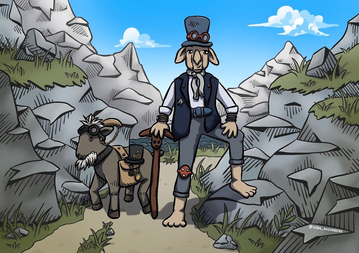 Tekening van Franklin en Milton