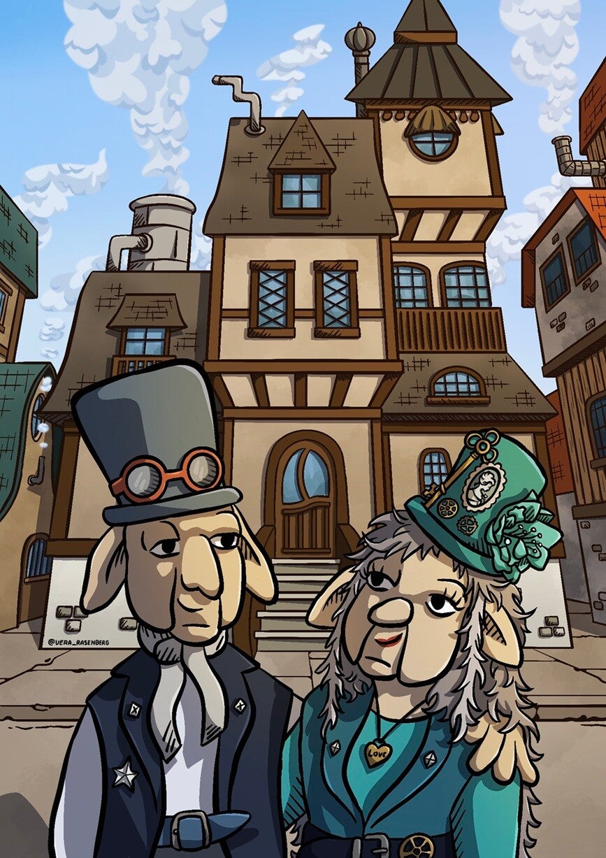 Tekening van Franklin en Victoria