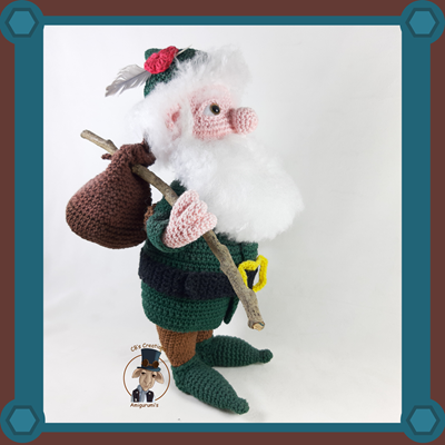 Douwe Dabbert met een baard van acryl garen dat uitgeborsteld is.