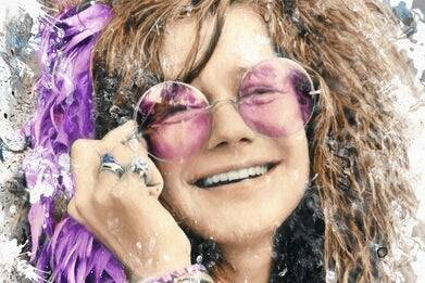 Janis Joplin met haar roze bril