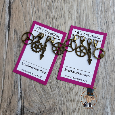 Steampunk radertjes als steekmarkeerders