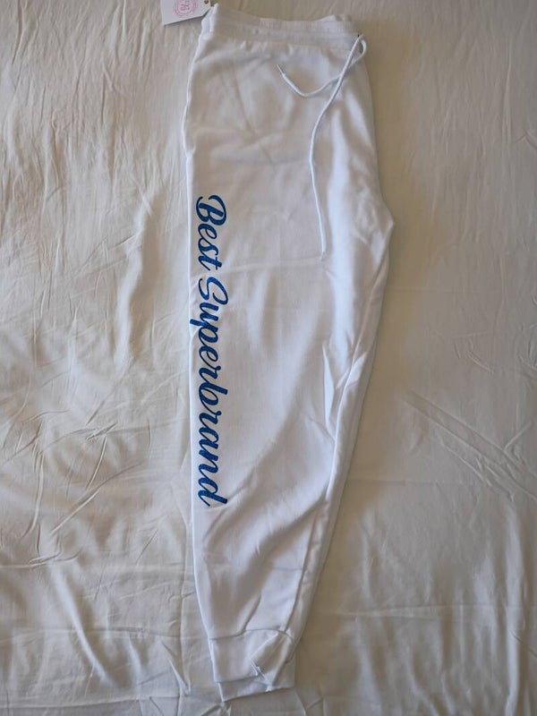 Sweat Pants White with Glitter Designs