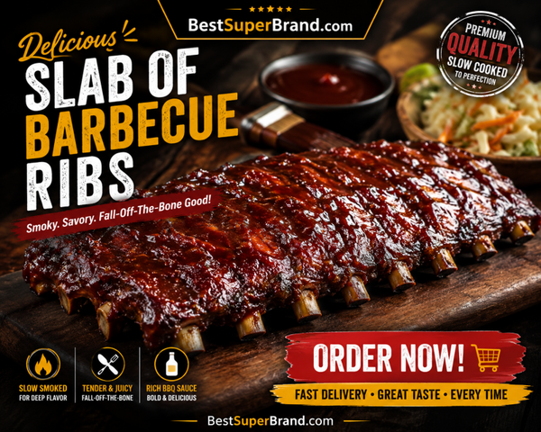 Slab of Barbecue Ribs (1-Pack). (16 oz).