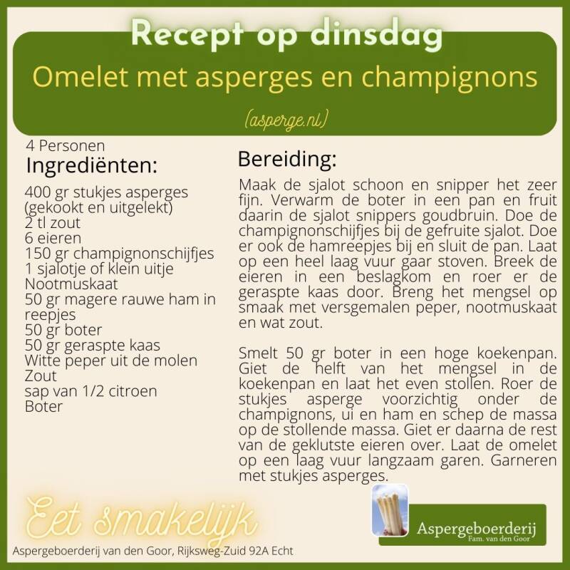 recept omelet met asperges en champignons