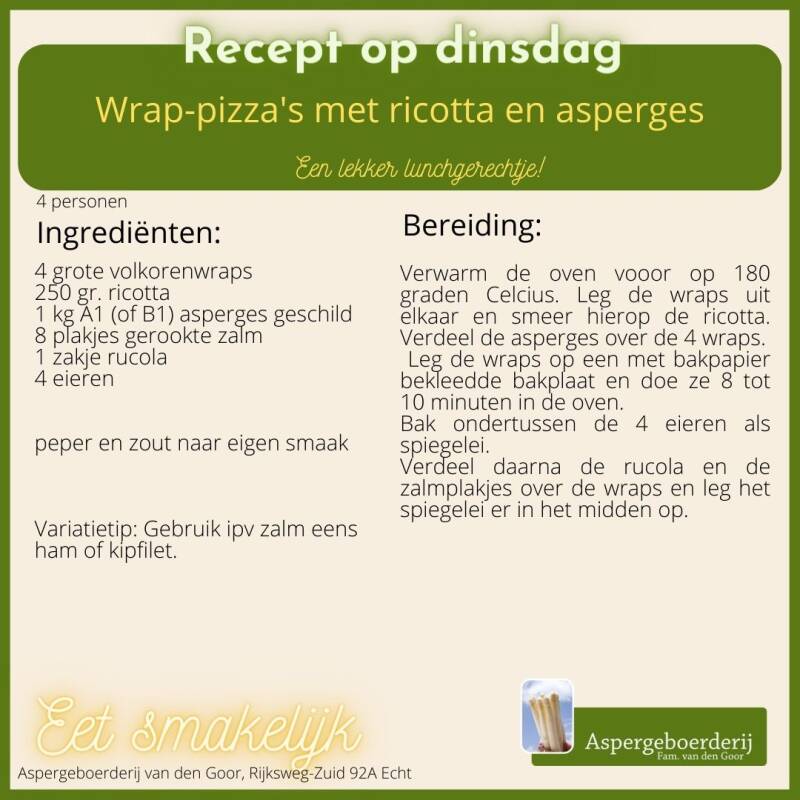 recept wrap pizza's met risotto en asperges