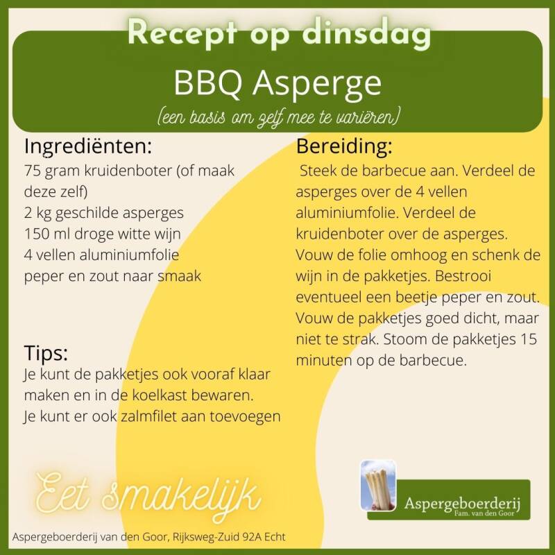 Barbecue asperges, pakketjes voor op de barbecue