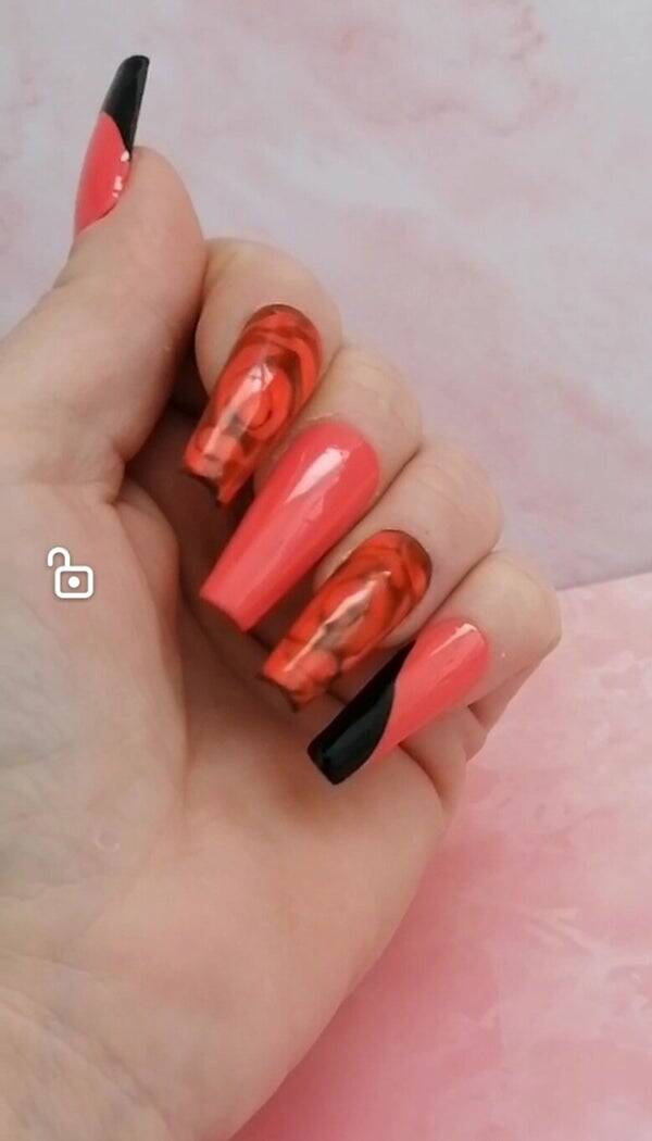 Press on Nail - Taille L - Unique -Rouge&Noir