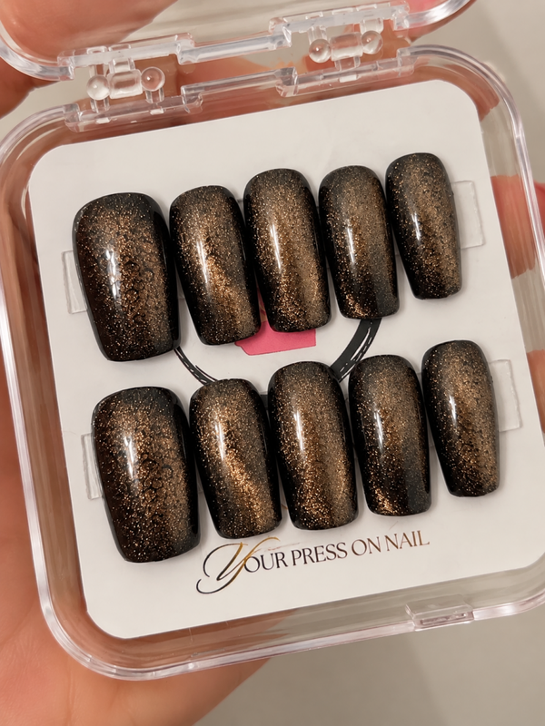 Press On Nails – Éclat de Bronze – Reproductible sur commande – Taille personnalisée