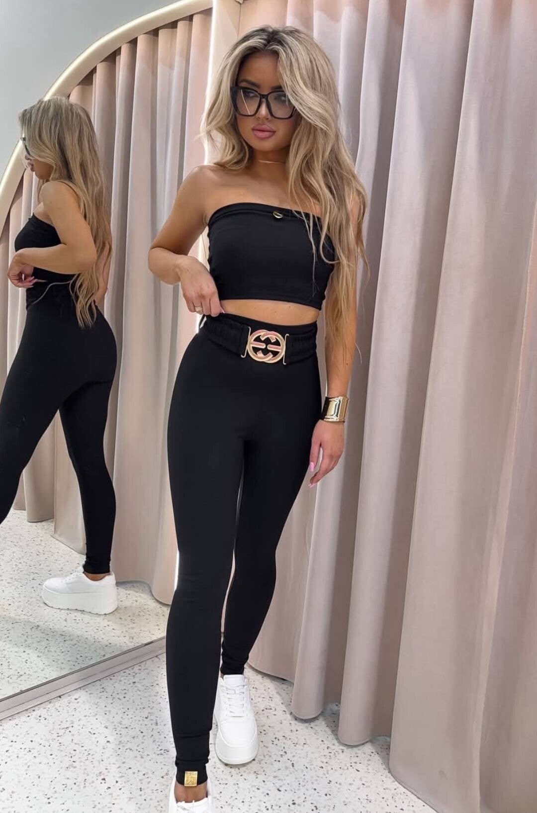 BUCLE LEGGING MET BAND - ZWART