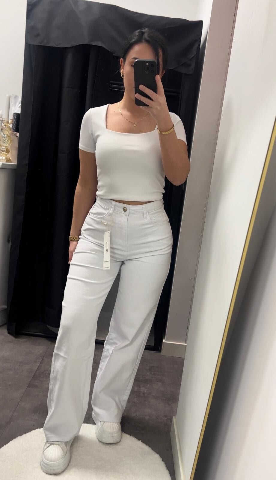 STRETCH FLARED BROEK WIT