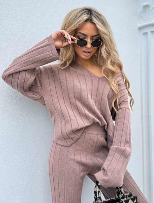 CANDICE GEBREIDE SET - BEIGE