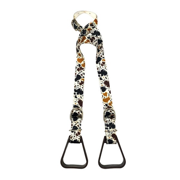 Heavy Duty Nylon Adjustable Buddy Stirrups with Cowprint Design (2734)