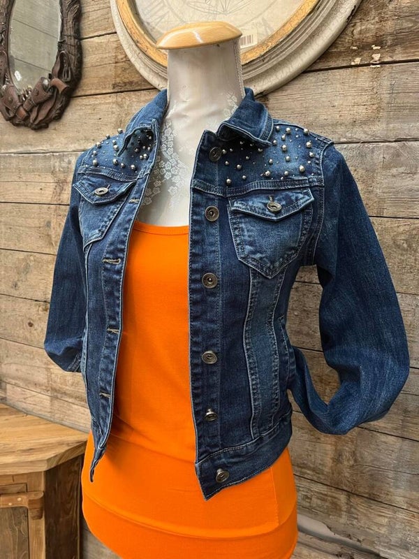 jeans vest parels (1226)