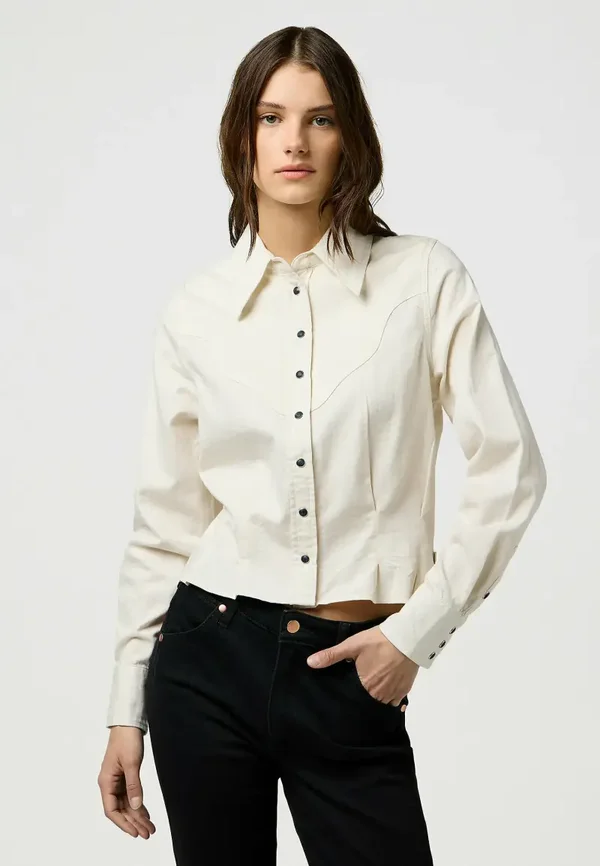 wrangler FEMME PEPLUM SHIRT PINSTAR WHITE (2984)